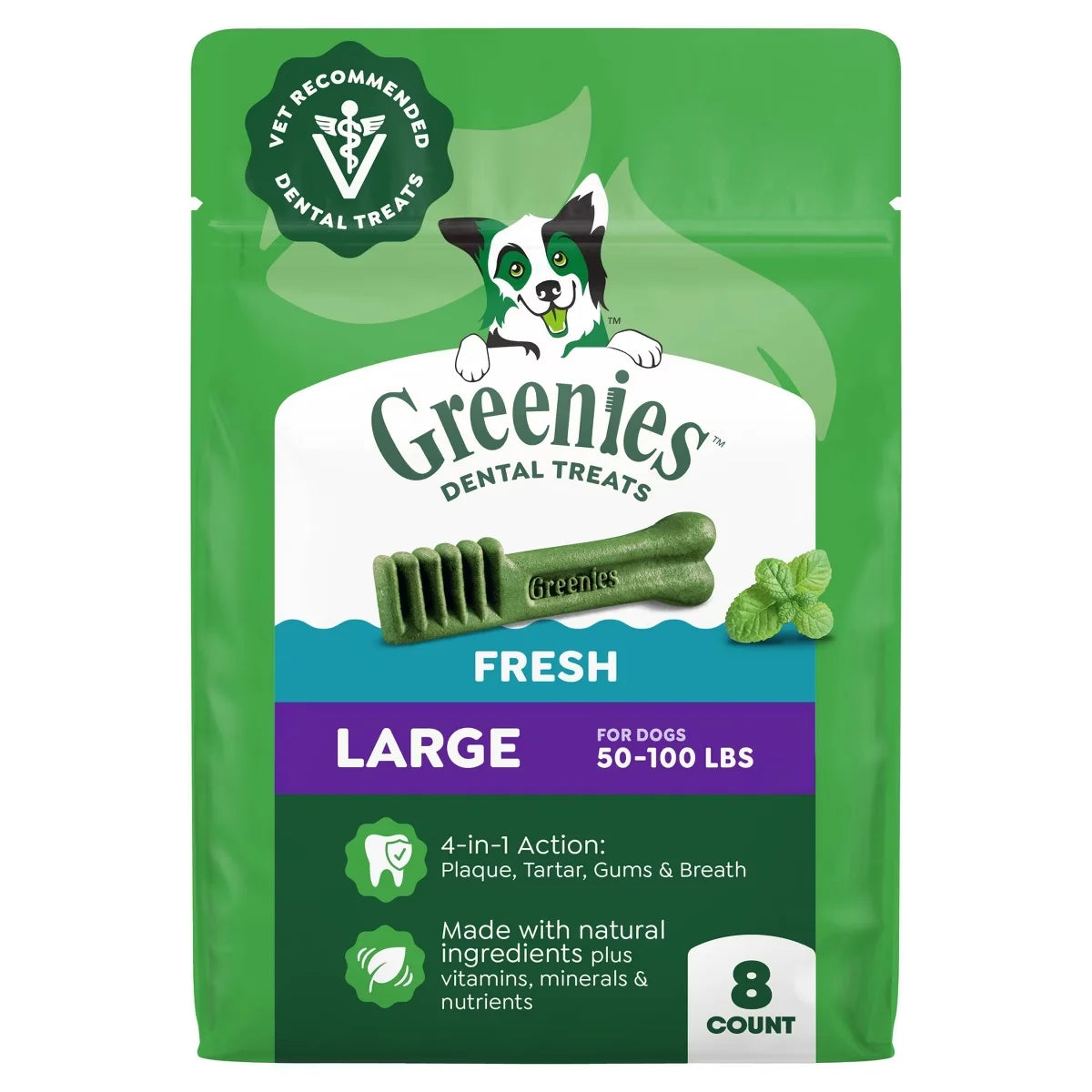 Greenies Large Chewy Dental Dog Treats Fresh Spearmint - 12oz/8ct
