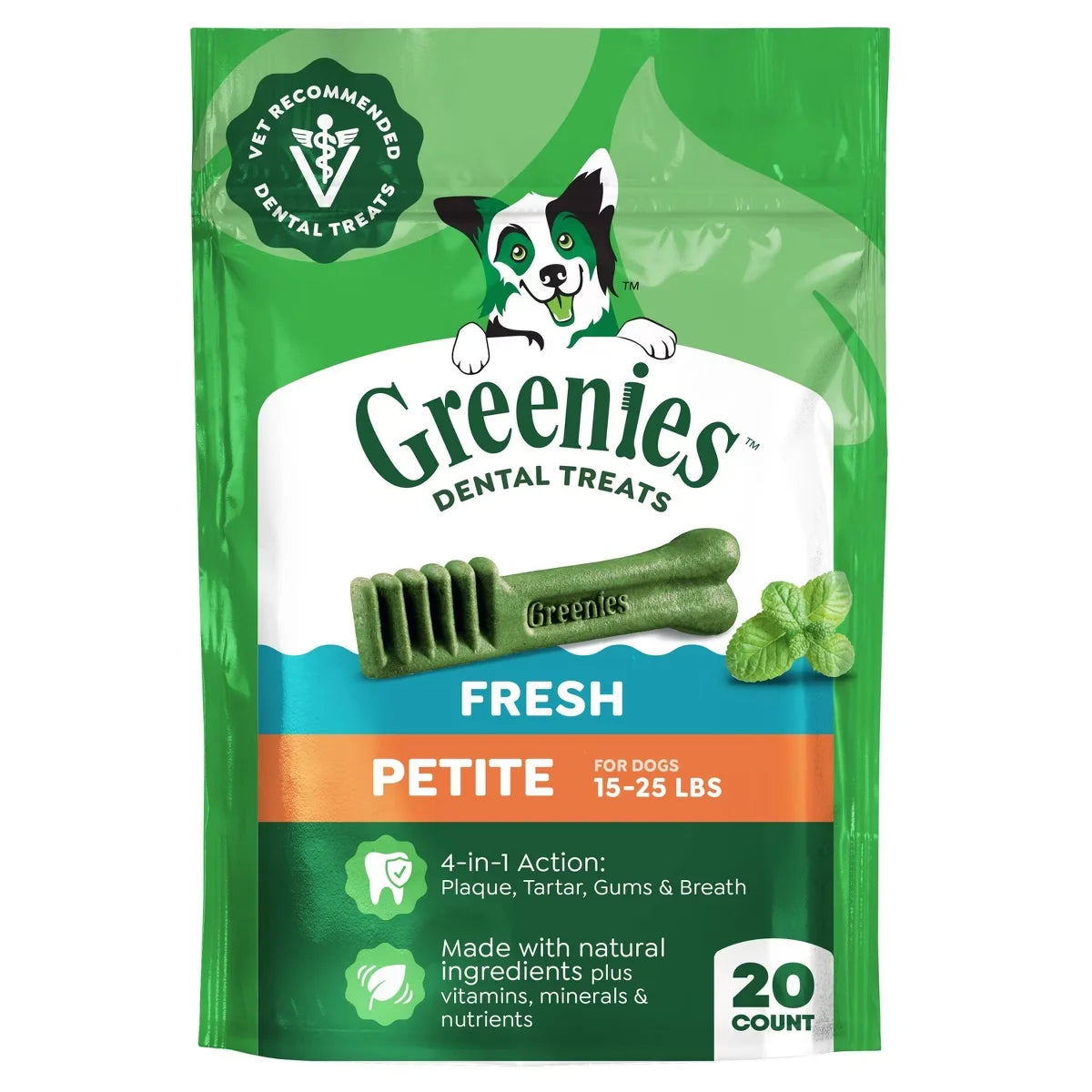 Greenies Small Fresh Mint Flavor Chewy Dental Dog Treats- 12oz/20ct