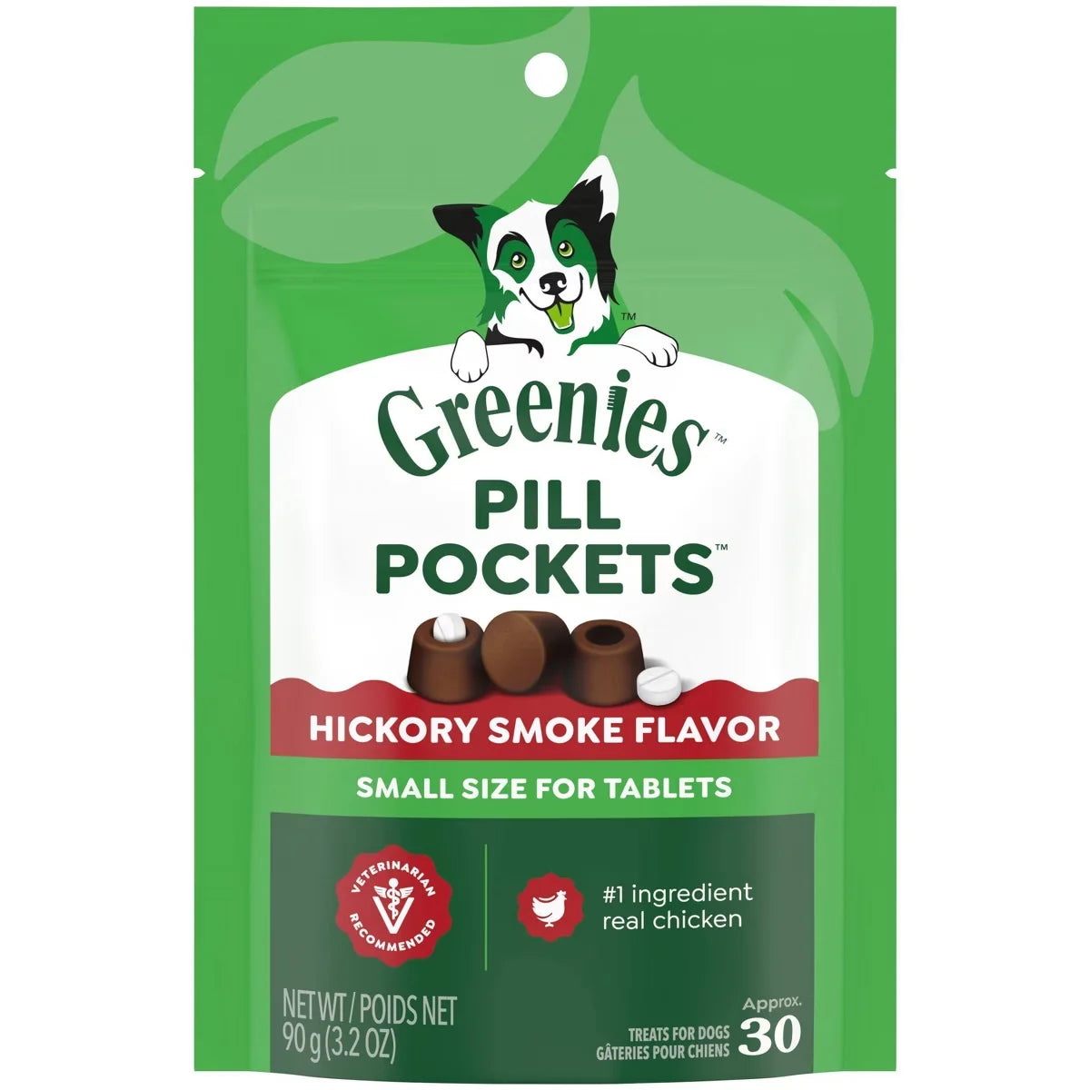 Greenies Pill Pockets Tablet Size Chicken Hickory Smoke Flavor Chewy Dog Treats - 3.2 oz/30ct