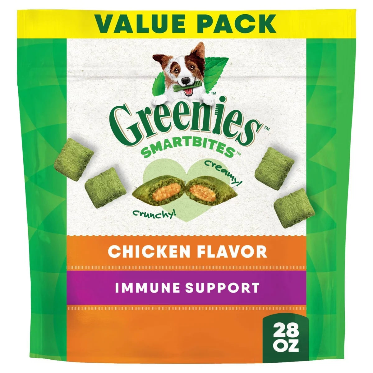 Greenies Smartbites Immune Support Crunchy & Soft Chicken Flavor Adult Dog Treats - 28oz