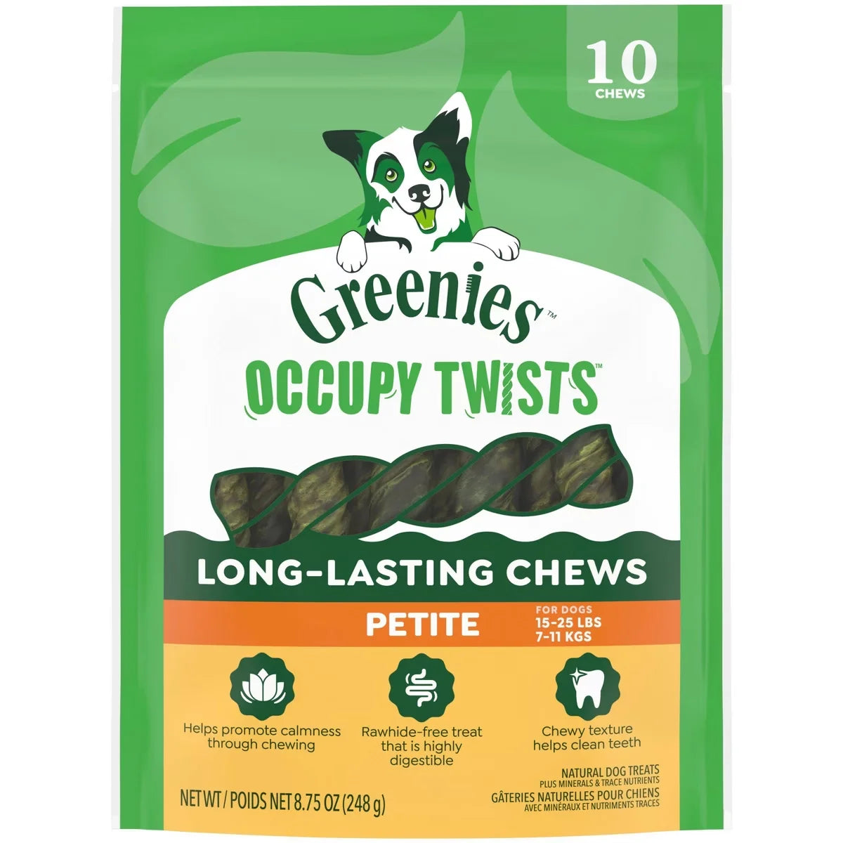 Greenies Occupy Twists Original Chicken Petite Long-Lasting Dog Treats - 8.78oz/10ct