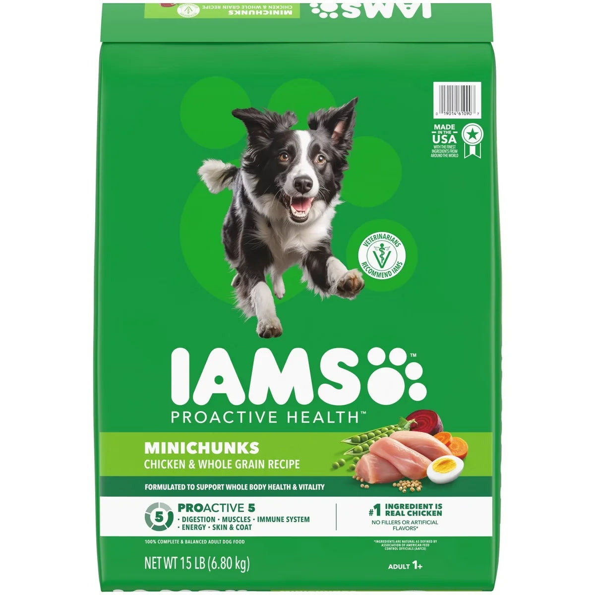 IAMS 15lbs Chicken and Whole Grain Flavor Minichunks Dry Dog Food + Greenies 12oz/43ct Teenie Chewy Dental Dog Treats Original Chicken