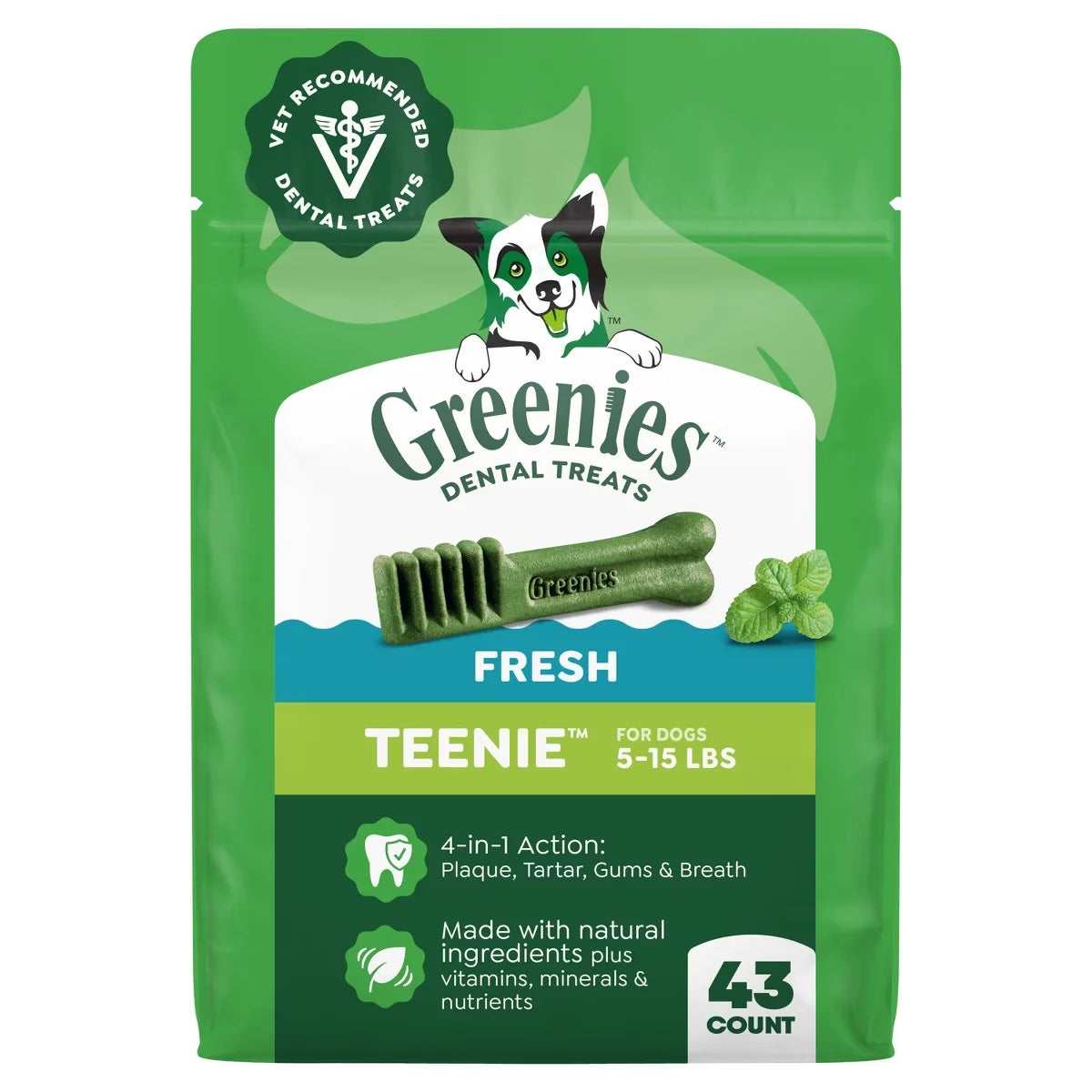 Greenies Teenie Chewy Dental Dog Treats Fresh Mint and Spearmint - 12oz/43ct