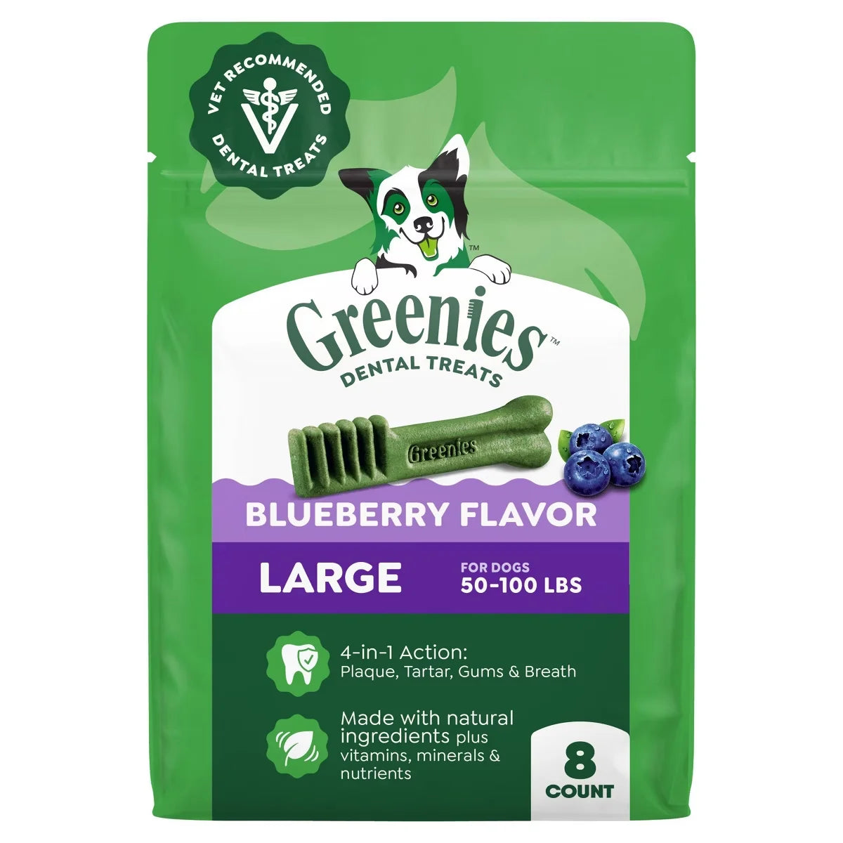 Greenies Large Chewy Dental Dog Treats Blueberry Flavor - 12oz