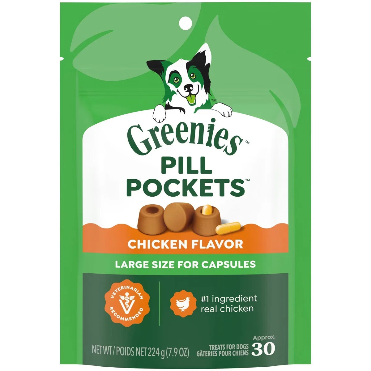 Greenies Chewy Dog Treats Pill Pockets Chicken Capsule Size